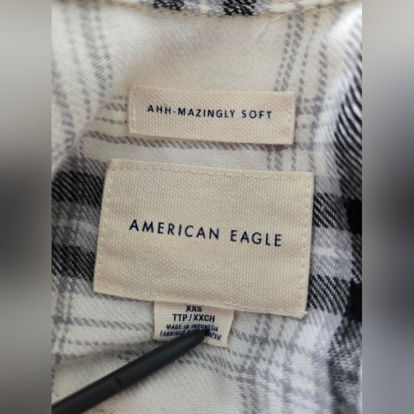 American Eagle Outfitters Plaid Tie-Front Shirt - Black and White - Picture 8 of 8